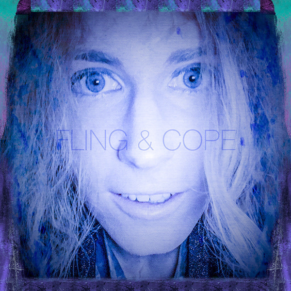A portrait of Lyra McMahon's face, colored blue, which is the album artwork for her project "fling & cope"